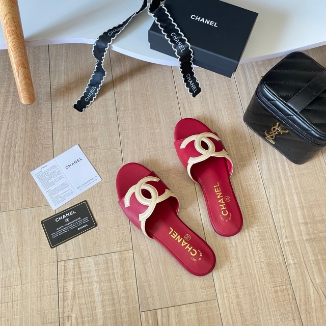 Leather Fashion Women Flat Slides