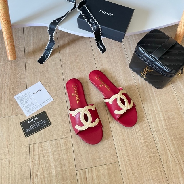 Leather Fashion Women Flat Slides