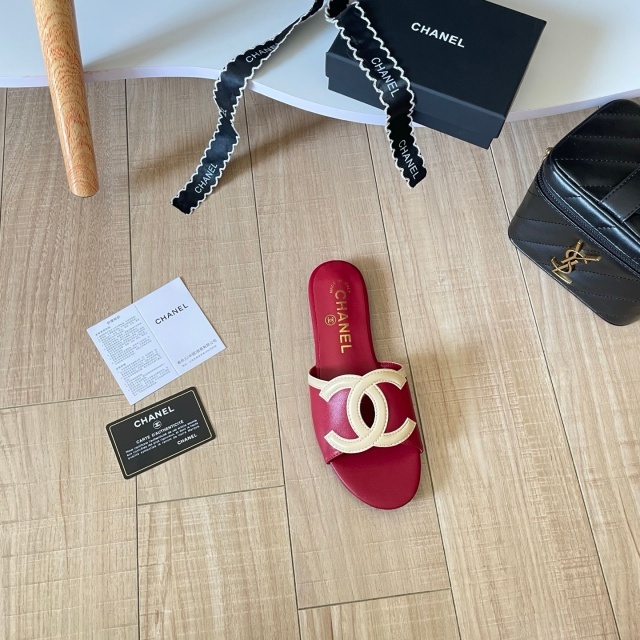 Leather Fashion Women Flat Slides