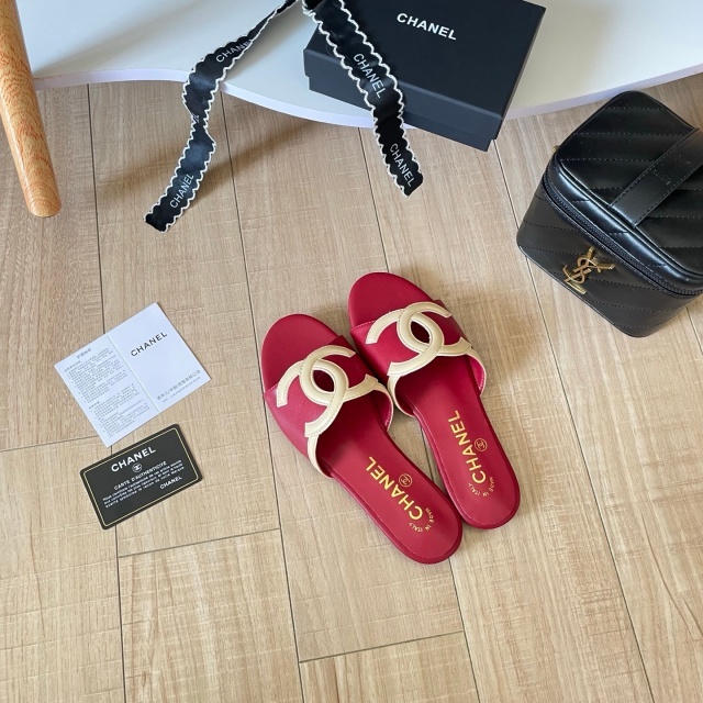 Leather Fashion Women Flat Slides