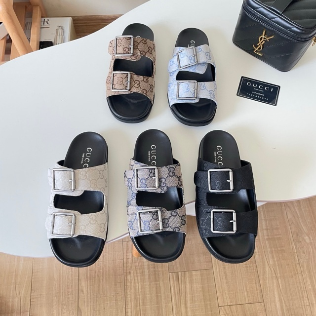 Luxury Fashion Buckle Strap Flat Slides