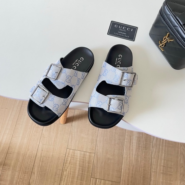 Luxury Fashion Buckle Strap Flat Slides