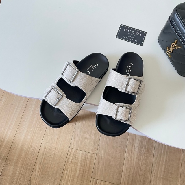 Luxury Fashion Buckle Strap Flat Slides