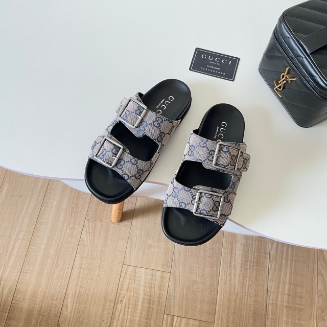 Luxury Fashion Buckle Strap Flat Slides