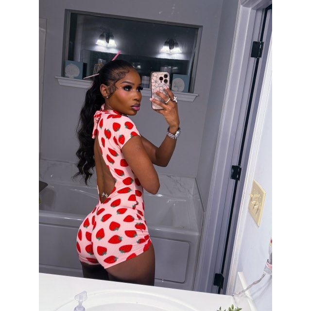 Printed Short Sleeve Slim Fit Romper