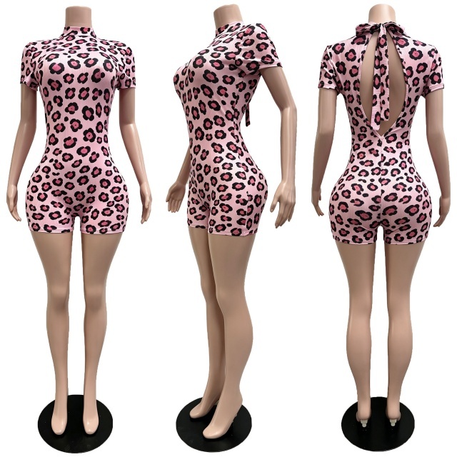 Printed Short Sleeve Slim Fit Romper