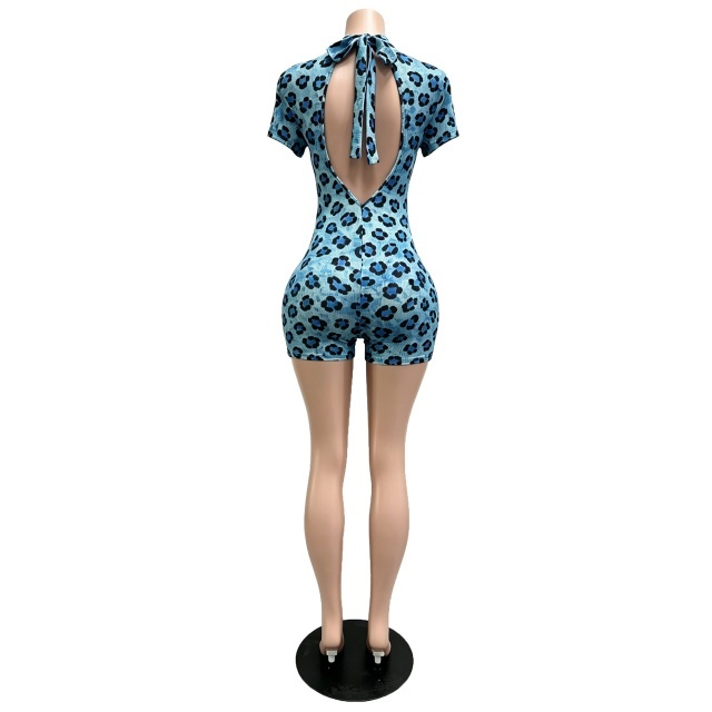 Printed Short Sleeve Slim Fit Romper