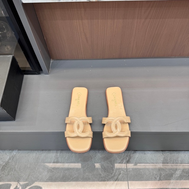 Fashion Leather Hollow Out Flat Slides