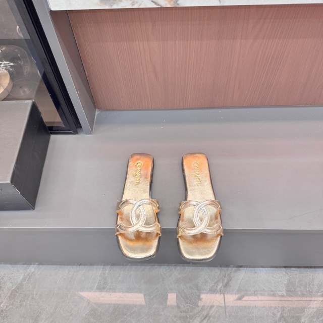 Fashion Leather Hollow Out Flat Slides