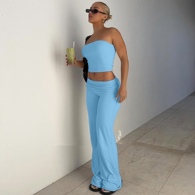 Basic Tube Top Bell Pants Set