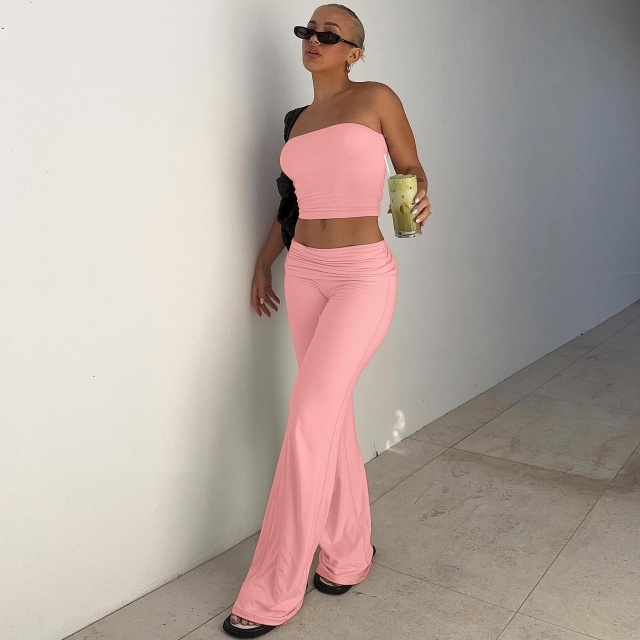 Basic Tube Top Bell Pants Set
