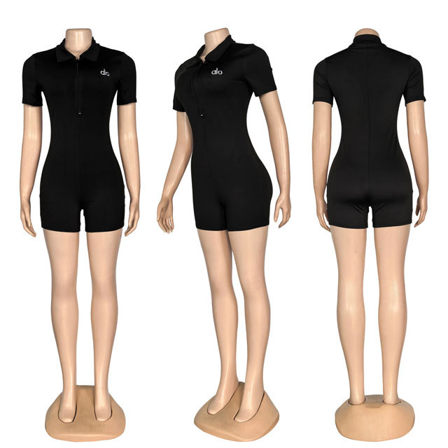 Zipper Short Sleeve Sport Romper