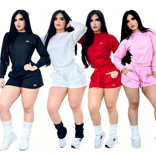 Fashion Embroidery Women Sport Short Set