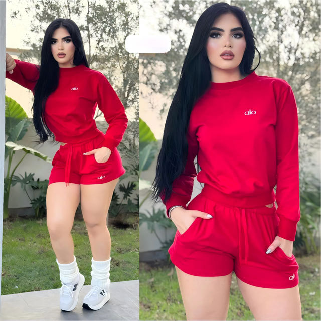 Fashion Embroidery Women Sport Short Set