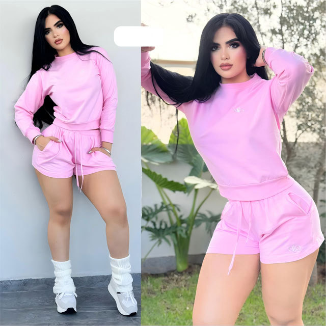 Fashion Embroidery Women Sport Short Set