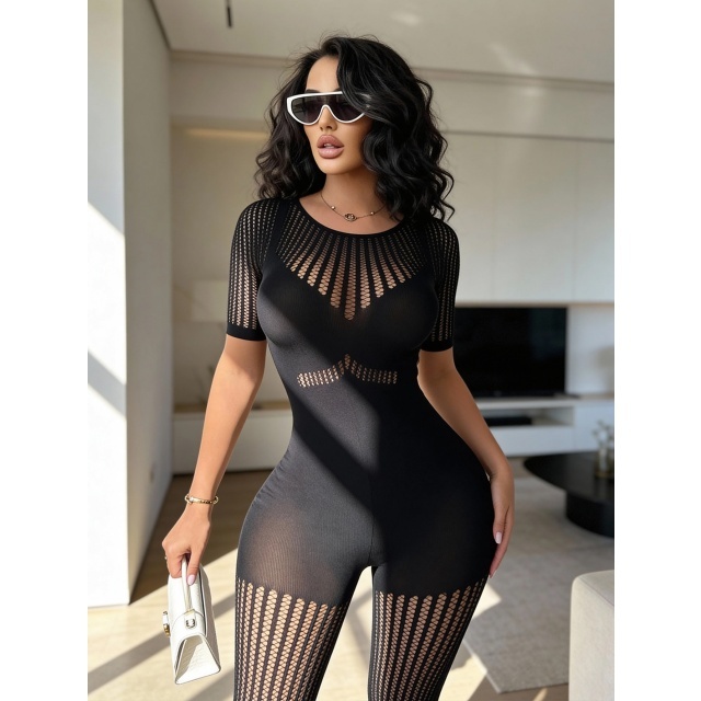 High Elastic Hollow Out Lingerie Jumpsuit