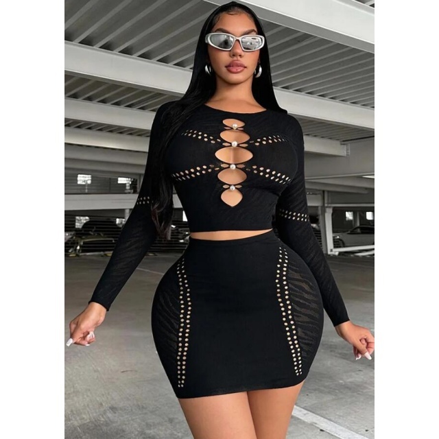 Night Out Hollow Out Lingerie Bodycon Skirt Set