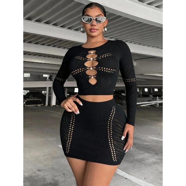 Night Out Hollow Out Lingerie Bodycon Skirt Set