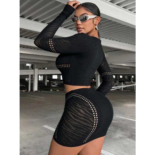 Night Out Hollow Out Lingerie Bodycon Skirt Set