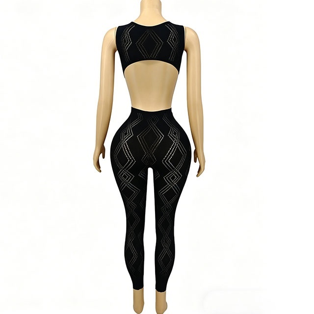 Sleeveless Open Back Lingerie Jumpsuit