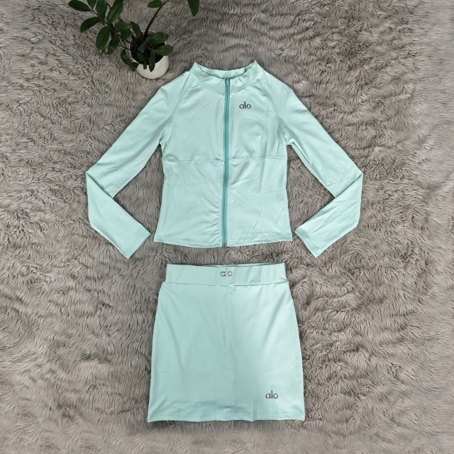 Sport Fashion Zipper Jacket Top Shorts Skirt Set