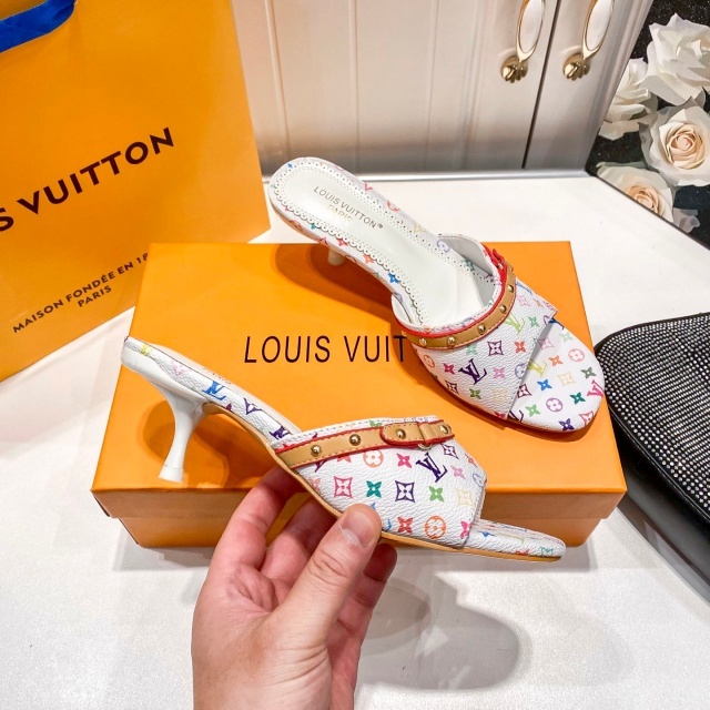 Printed Leather Fashion Thin Heeled Sandals