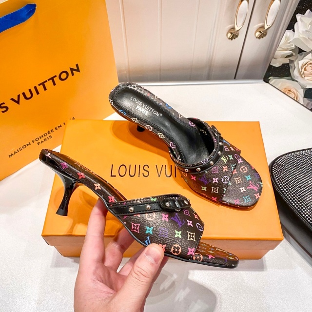 Printed Leather Fashion Thin Heeled Sandals