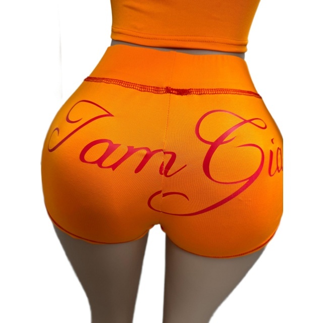 Letters Printed Tank Top Slim Fit Short Set