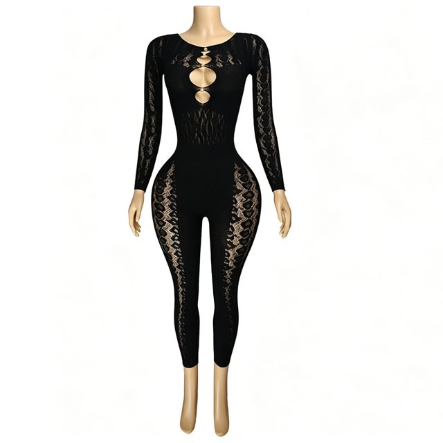 High Elastic Hollow Out Lingerie Jumpsuit