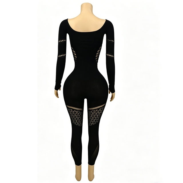 Long Sleeve Hollow Out Lingerie Jumpsuit