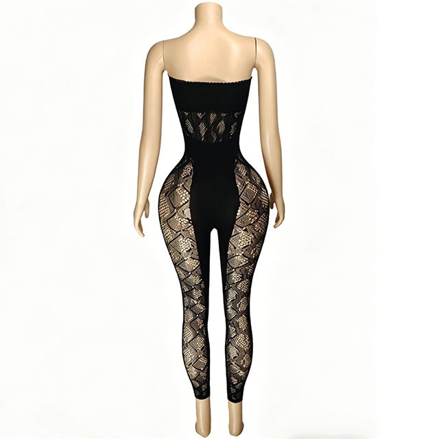 Off Shoulder Tube Hollow Out Lingerie Jumpsuit