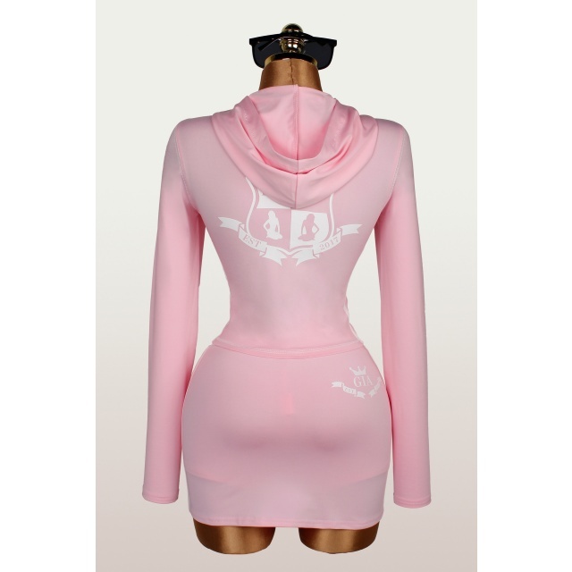 Printed Hooded Top Slim Fit Skirt Short Set