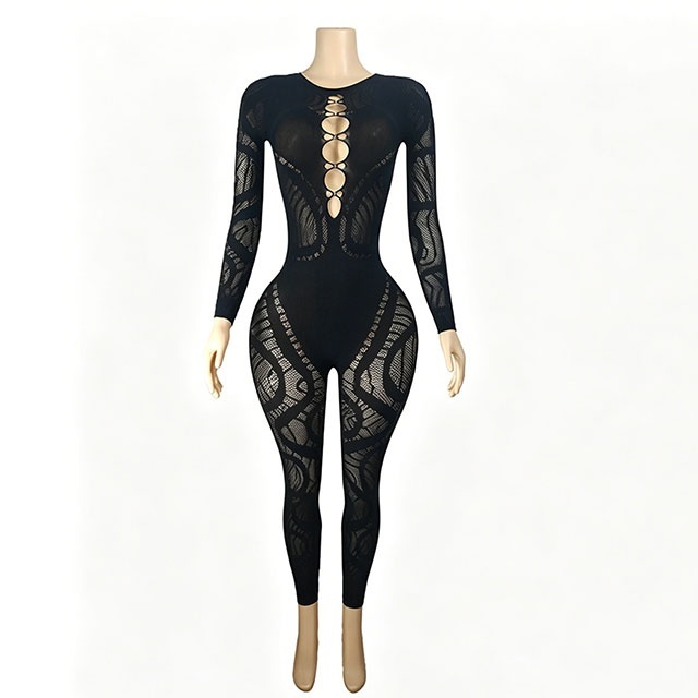 See Through Sheer Mesh Lingerie Jumpsuit