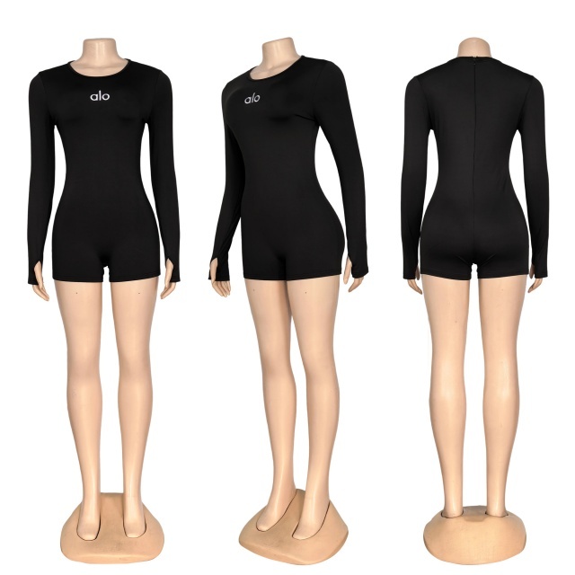 Fashion Embroidery Sport Long Sleeve Romper