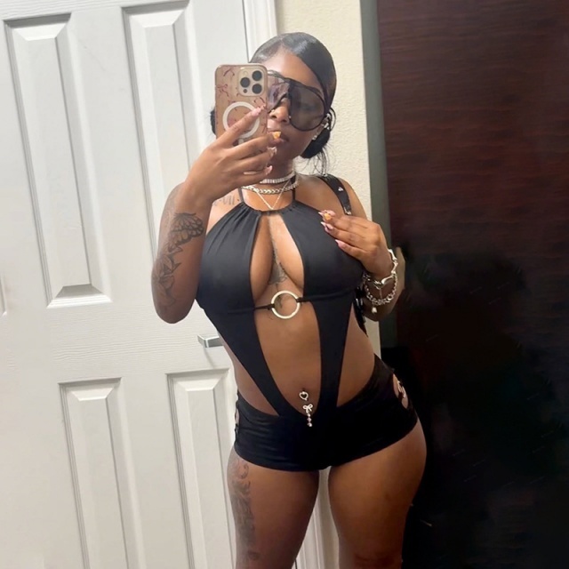 Halter Hollow Out Bodycon Romper