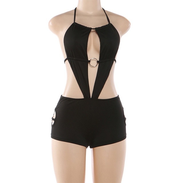 Halter Hollow Out Bodycon Romper