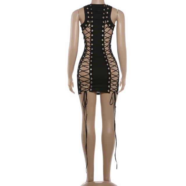 Hollow Out Laced Up Bodycon Dress