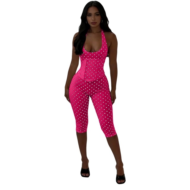 Halter Laced Up Corset Top Midi Pant Set