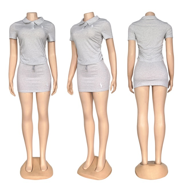 Fashion Embroidery Drawstring Skirt Set