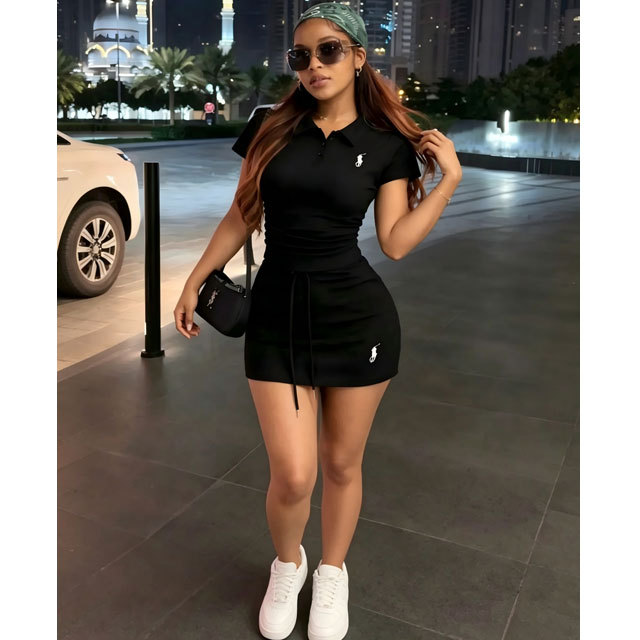 Fashion Embroidery Drawstring Skirt Set