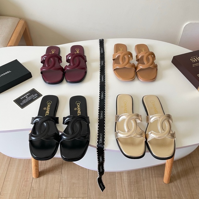 Fashion Leather Women Hollow Out Flat Slides