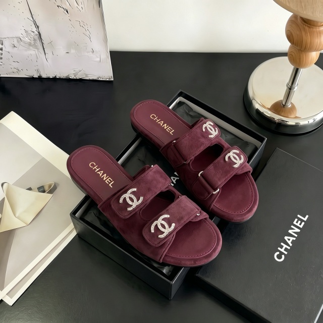 Fashion Metal Logo Velcro Flat Slides