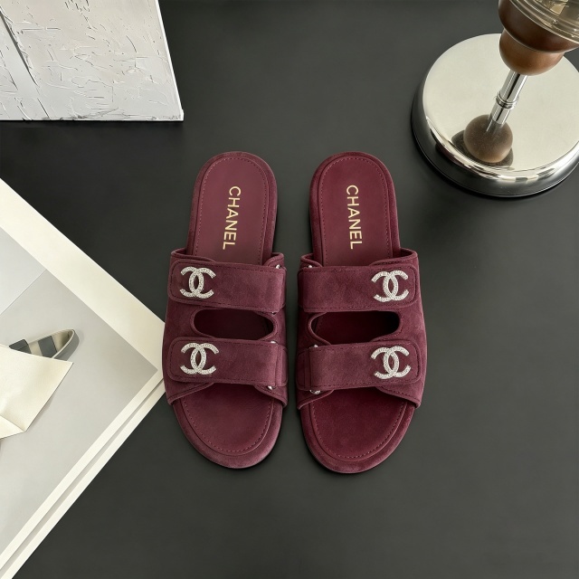 Fashion Metal Logo Velcro Flat Slides