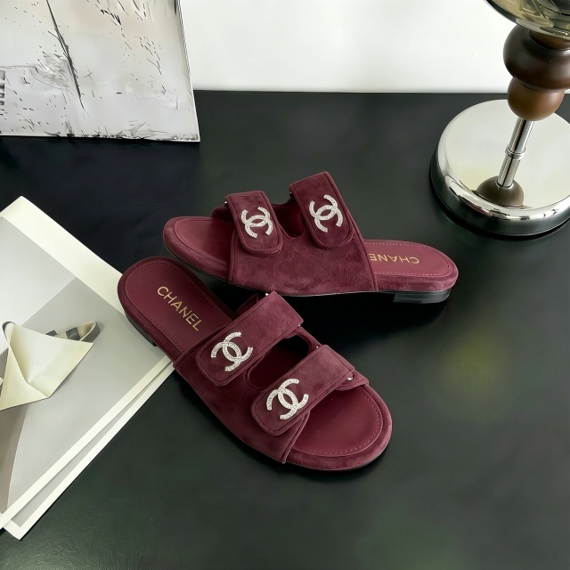 Fashion Metal Logo Velcro Flat Slides