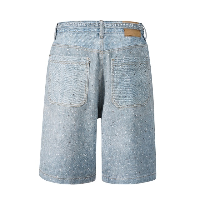 Rhinestoned Fashion Knee Legth Denim Jeans