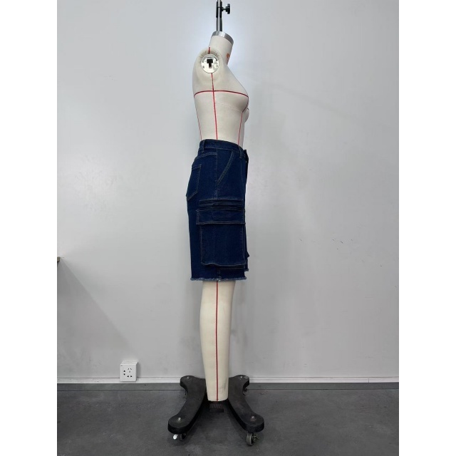 Ripped Pockets Denim Cargo Jeans