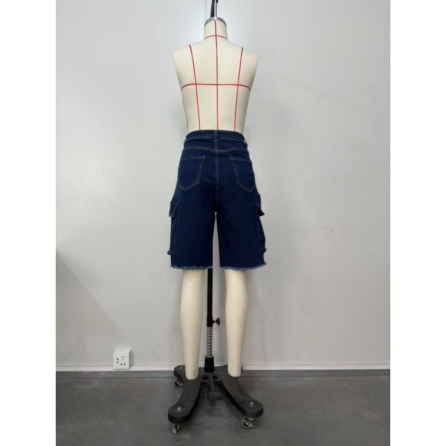 Ripped Pockets Denim Cargo Jeans
