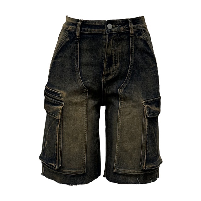 Utility Pockets Ripped Denim Jeans