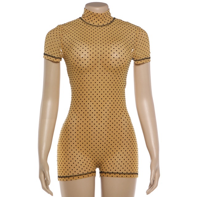 Dots Printed Backless Slim Fit Romper
