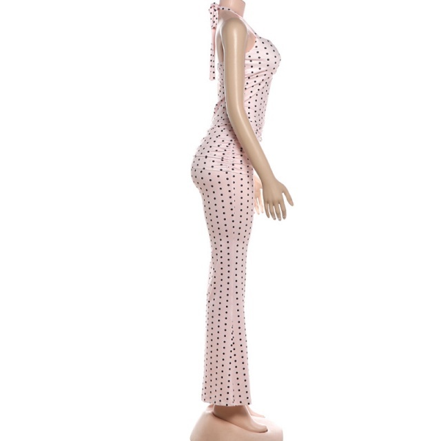 Dots Printed Halter Neck Two Pieces Pant Set